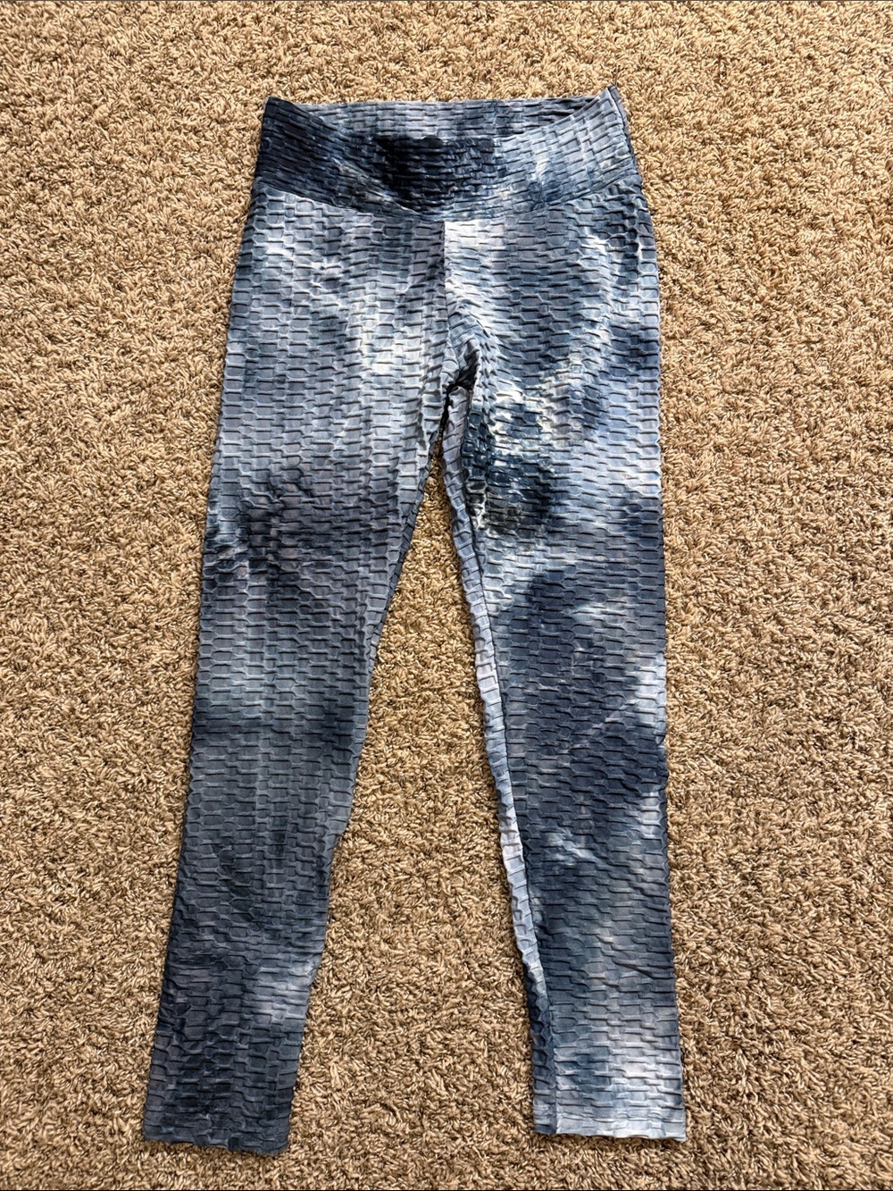 Source Unknown Gray Tie-Dye Textured High-Rise Leggings
